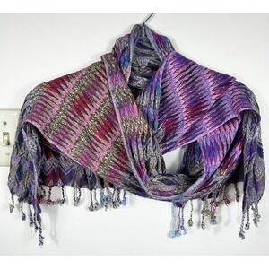 Anthropologie Vismaya Scarf Wrap Smocked Tassel India Feminine Dainty Fairy BOHO